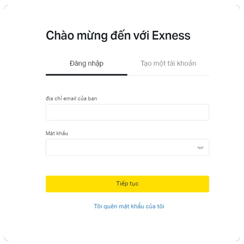 Đăng nhập vào Khu vực Cá Nhân của bạn trên Exness